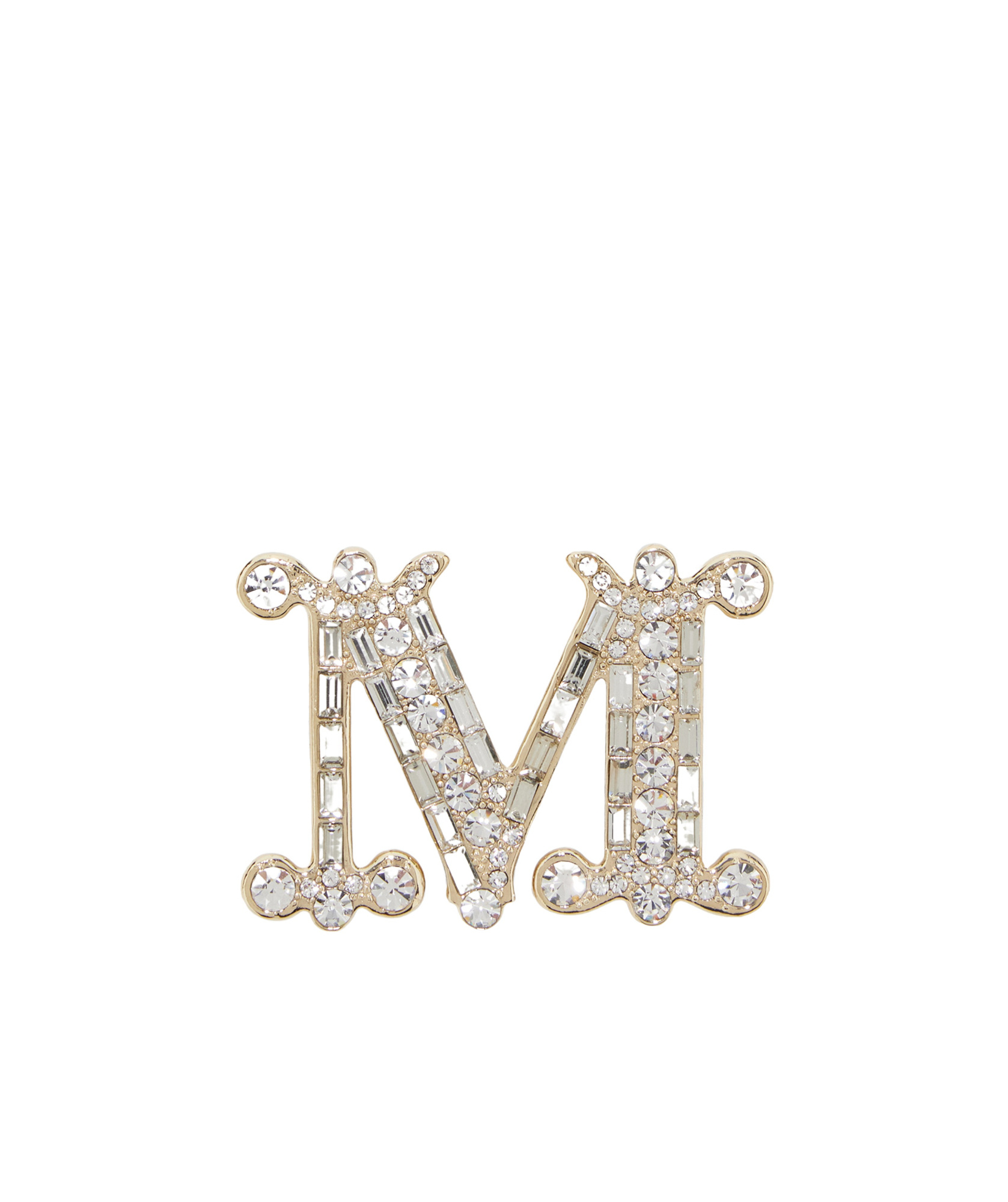 Max Mara Crystal-adorned Monogram Brooch In Yellow