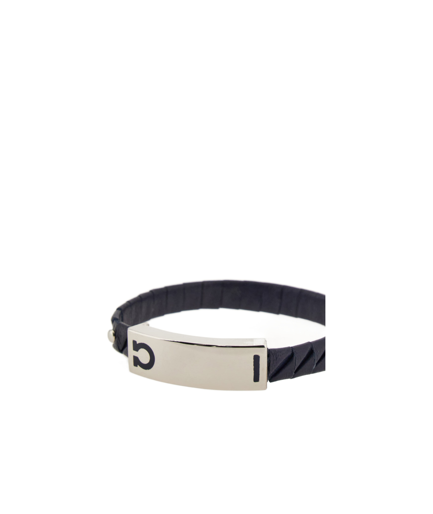 Ferragamo Gancini Leather Bracelet In Black