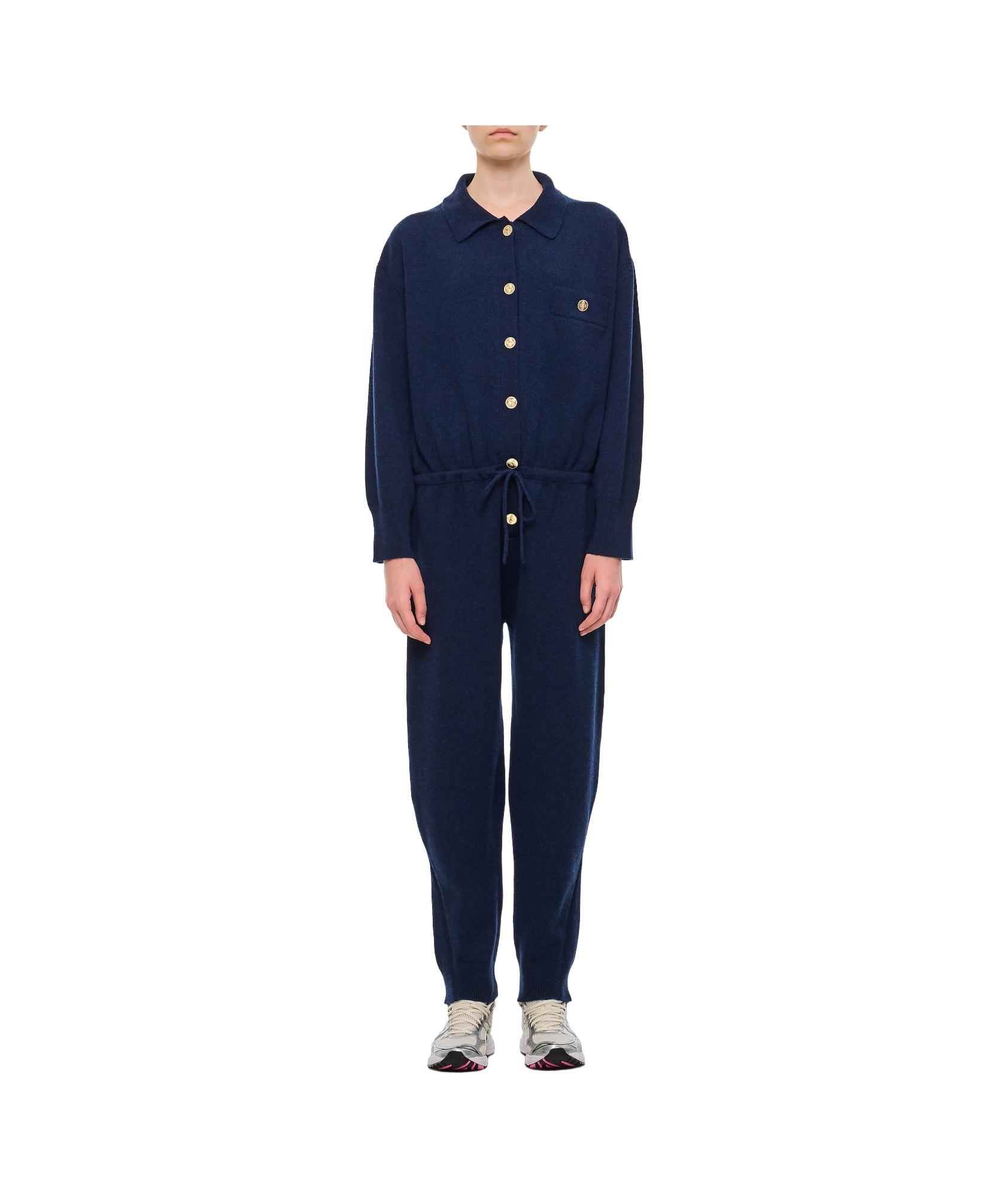 Barrie Button-fastening Drawstring Jumpsuit In Black