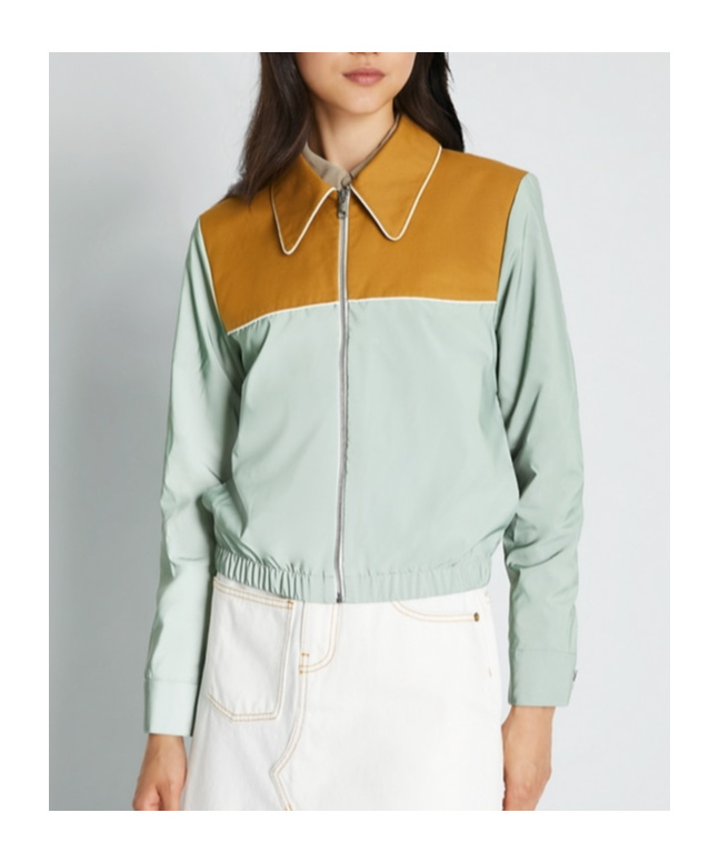 Tory Burch Colour-block Reflective Jacket In Green