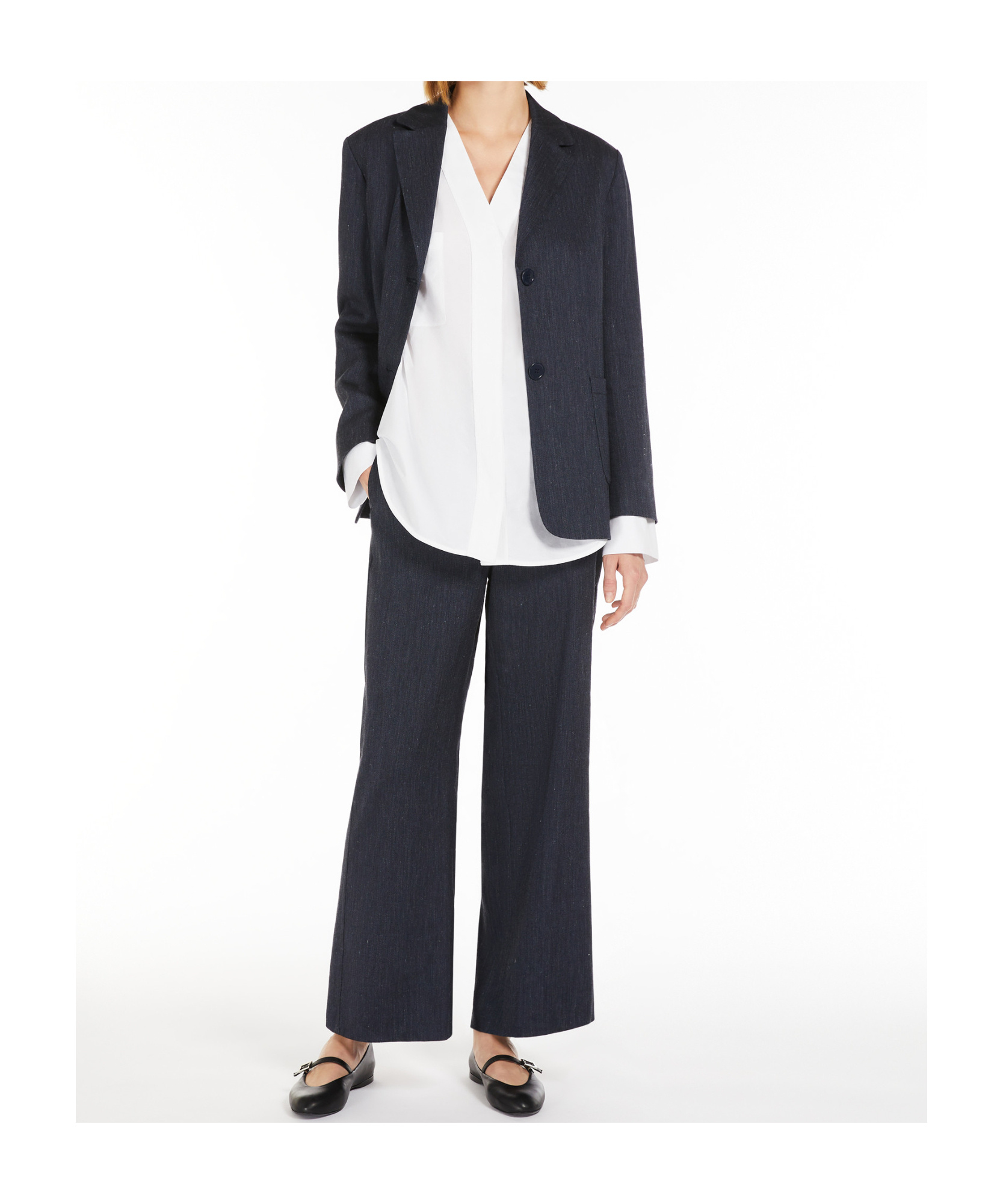 Max Mara Denim Effect Single-breasted Jacket In Black