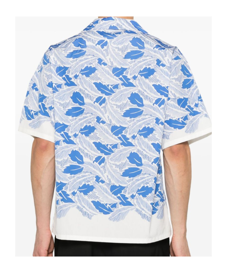 Prada Mens Light Blue Graphic-print Short-sleeve Cotton Shirt Xl In Blue