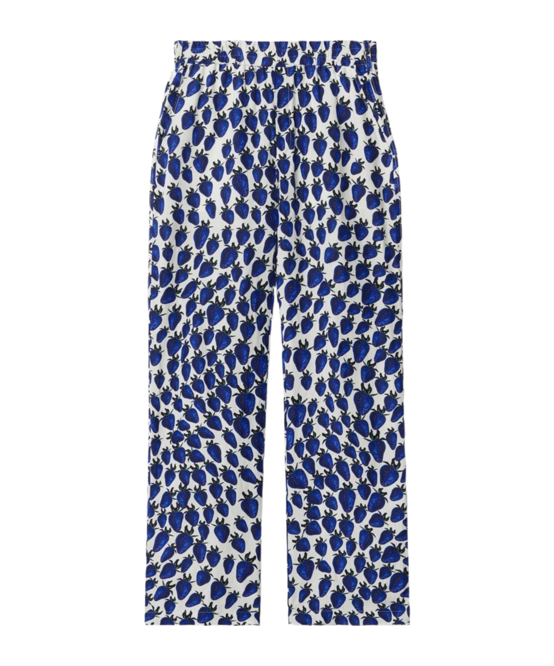 Burberry Strawberry-print Straight Trousers In Blue