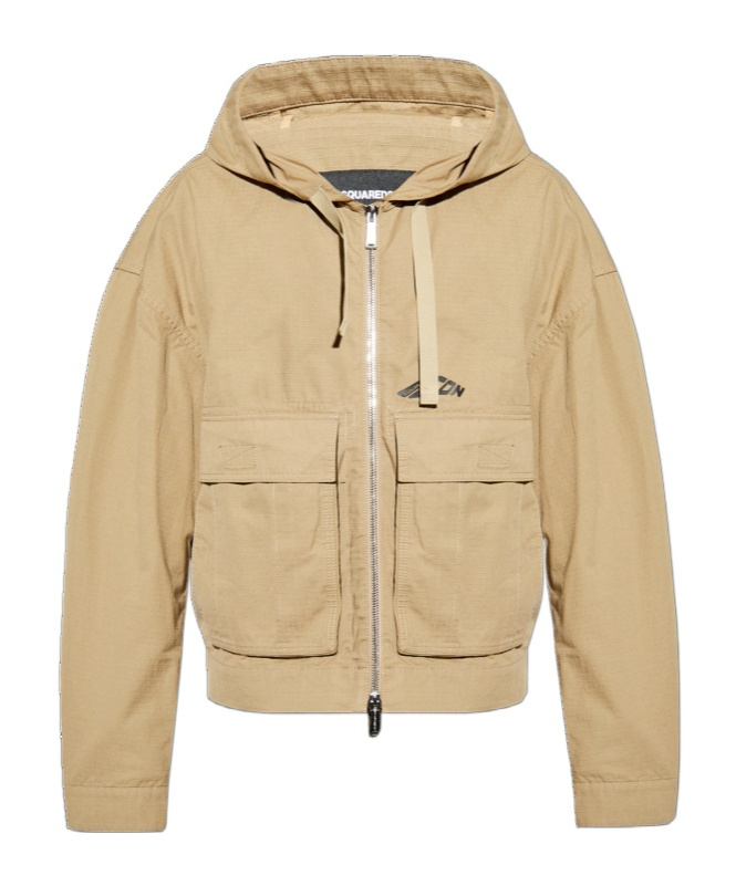 Dsquared2 Logo-print Hooded Jacket In Nude