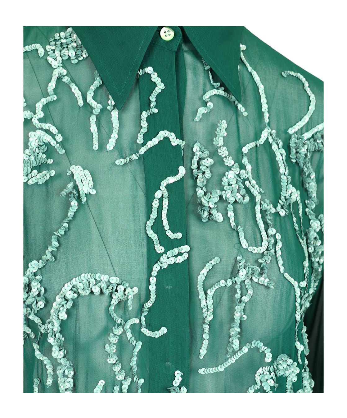 Dries Van Noten Embellished Semi-sheer Shirt In Green