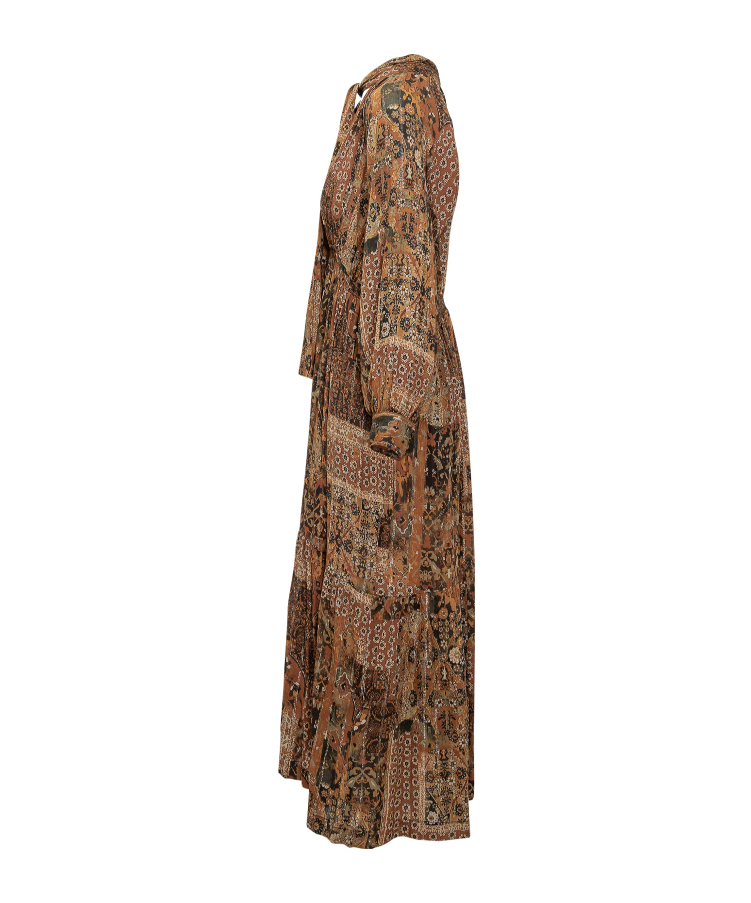 Bash Tie Collar Dress In Brown