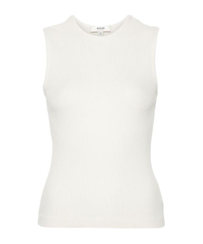 Agolde Sleeveless Ribbed Tank Top In White