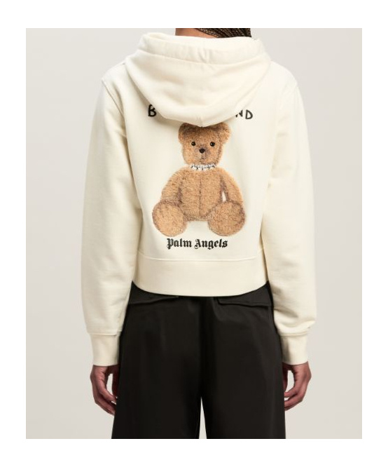 Palm Angels White Bear In Mind Hoodie In White