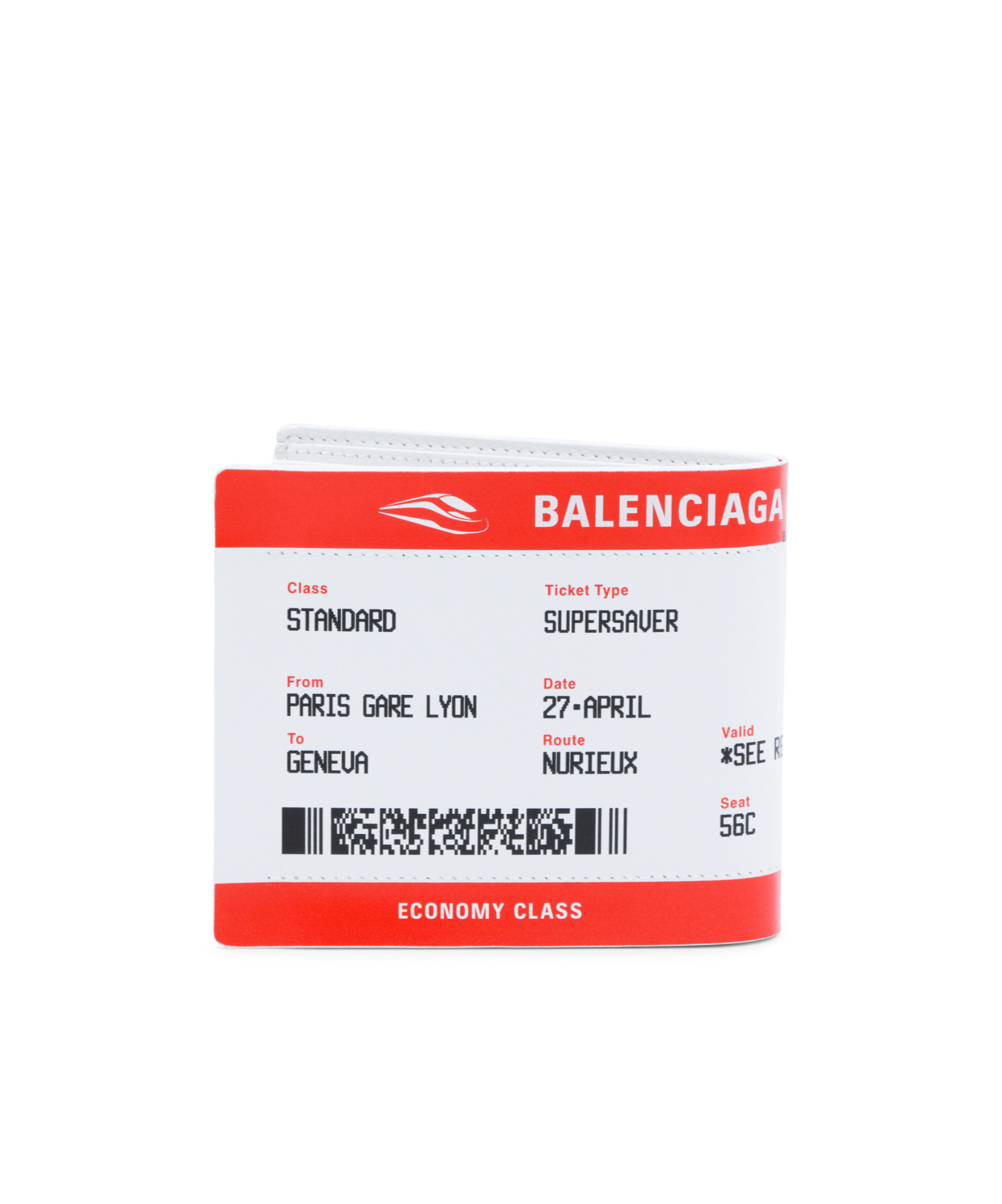 Balenciaga Red And White Leather Wallet In Multi