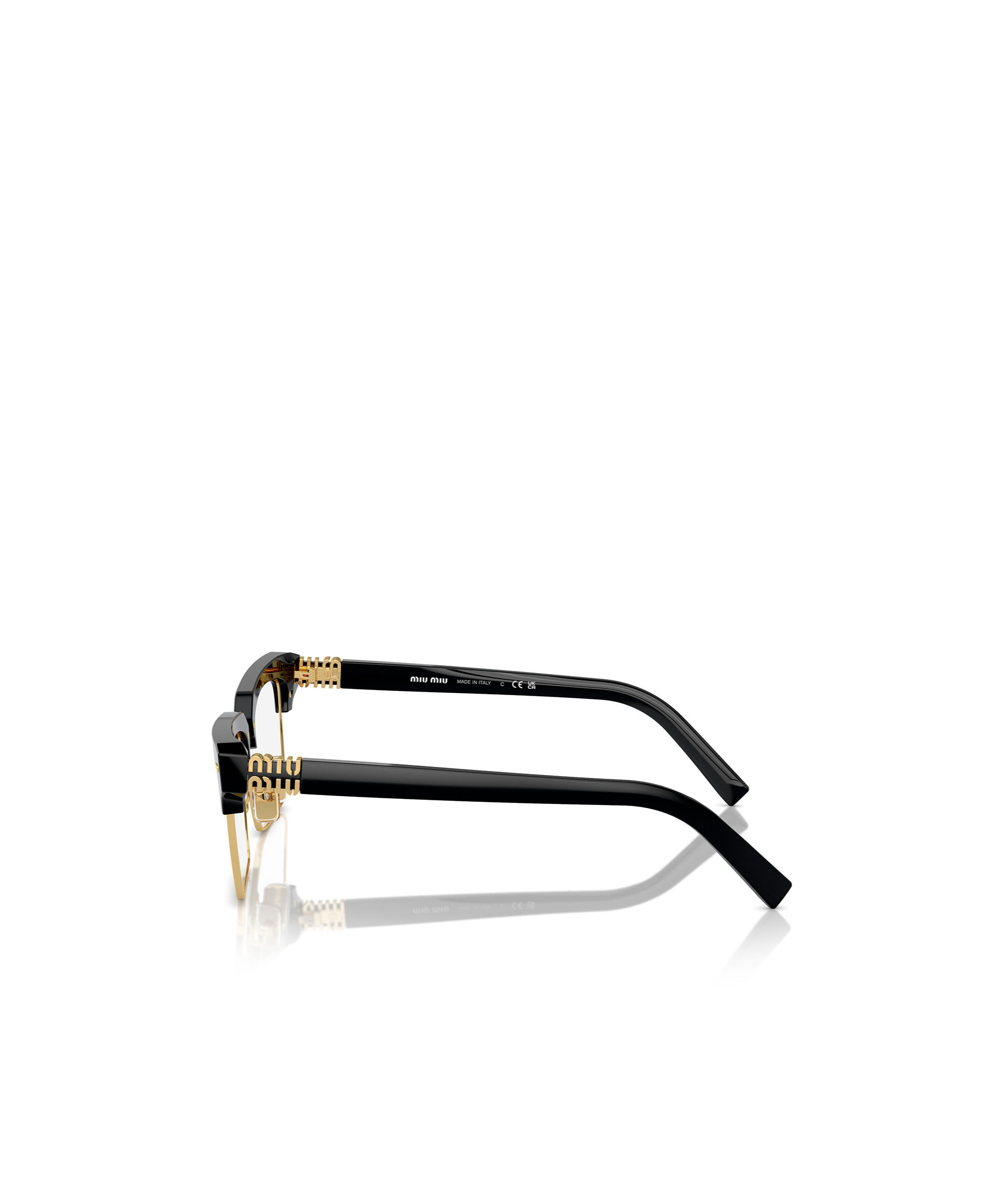 Miu Miu Black Rectangular Wayfarer Glasses In White