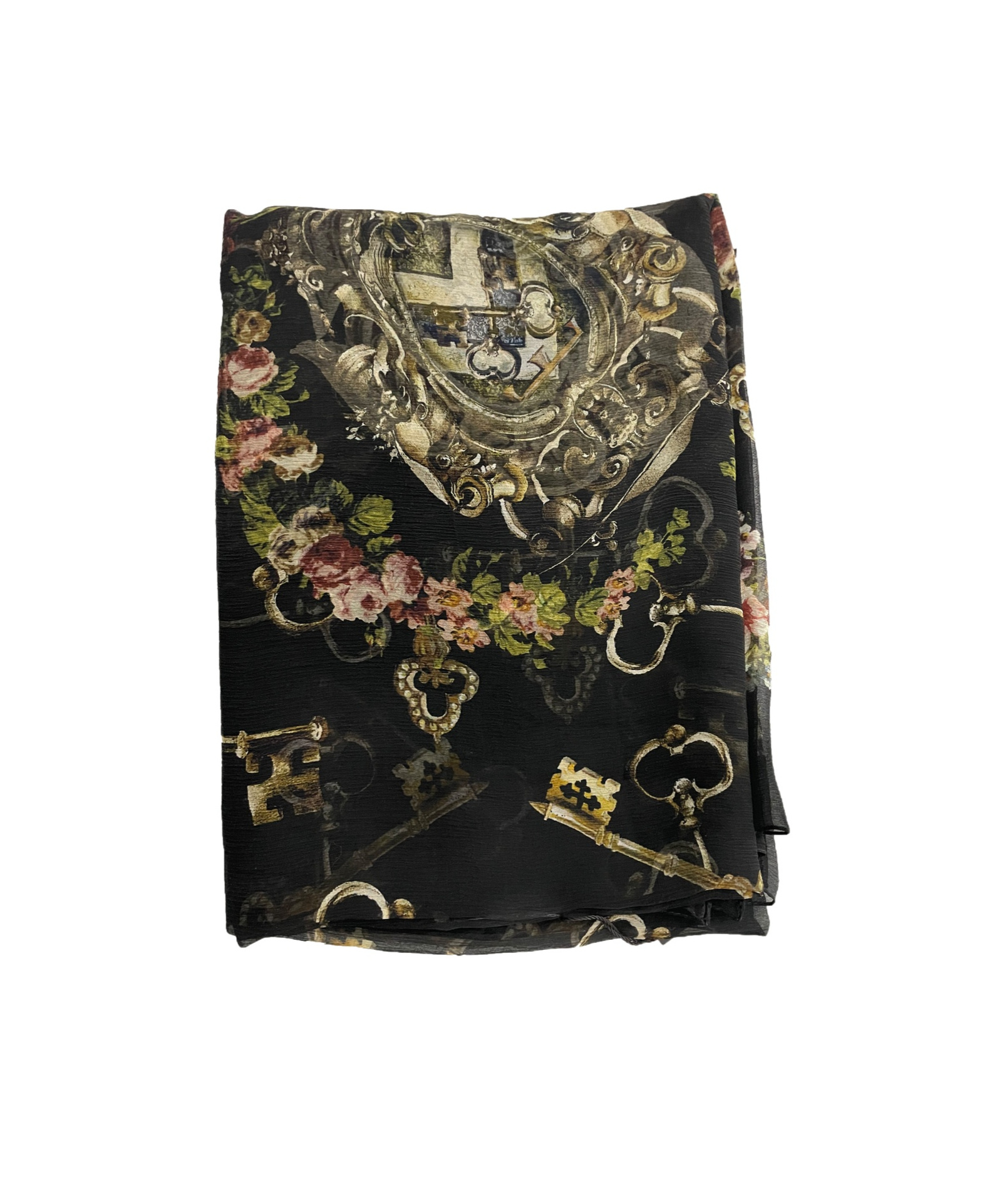 Dolce & Gabbana Printed Silk Scarf In Black