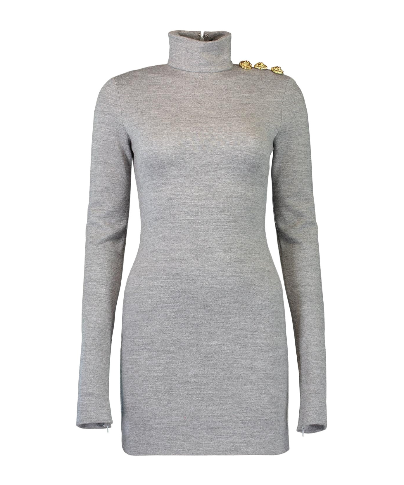 Balmain Long Sleeve Dress In Gray