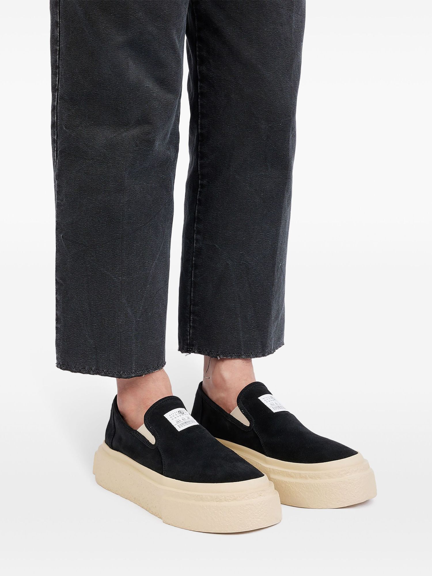 Shop Mm6 Maison Margiela Numbers-motif Slip-on Sneakers In Nude
