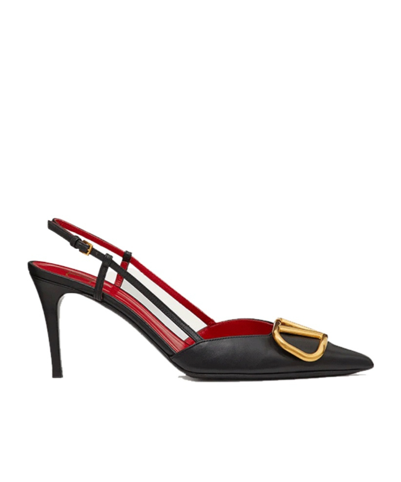 Valentino Garavani Vlogo Signature Satin Slingback Pumps 80mm Woman Black 40.5 In Black