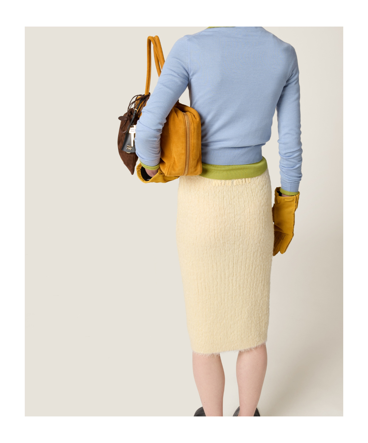 Miu Miu Silk And Cashmere V-neck Sweater In Blue