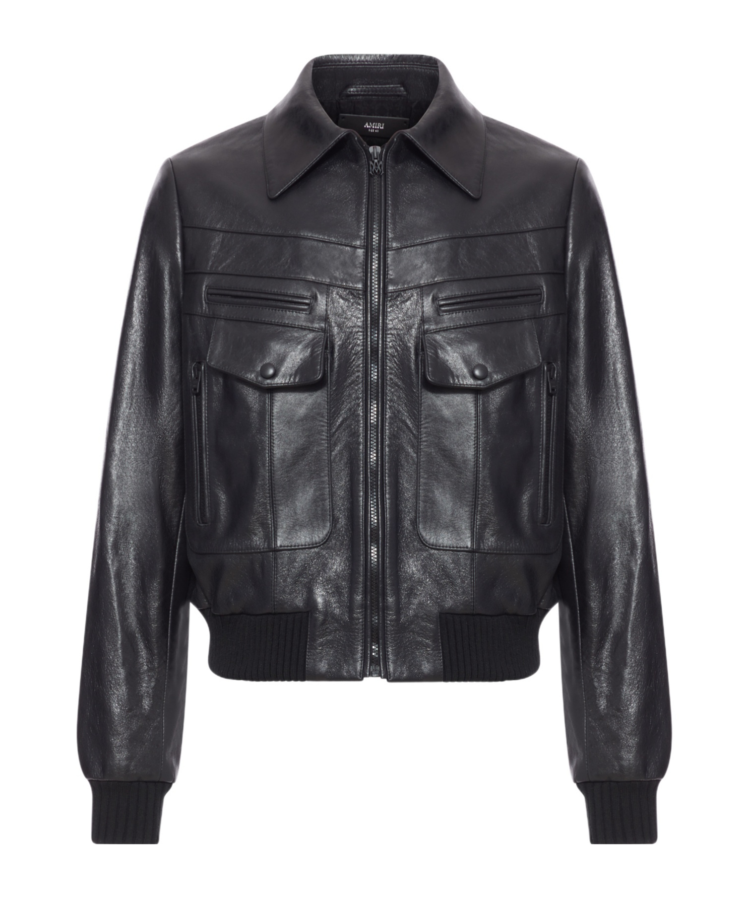 Amiri Double Pocket Leather Jacket In Black