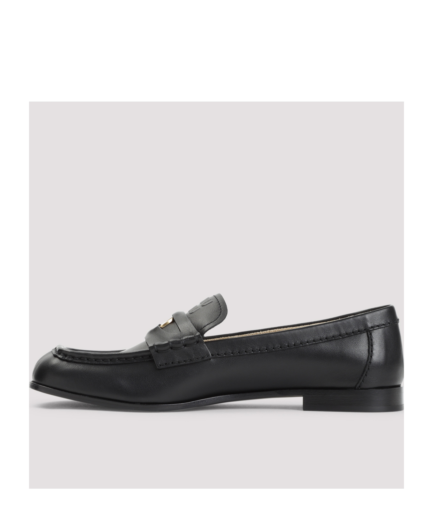 Miu Miu Round Head Loafer Shoes In Black