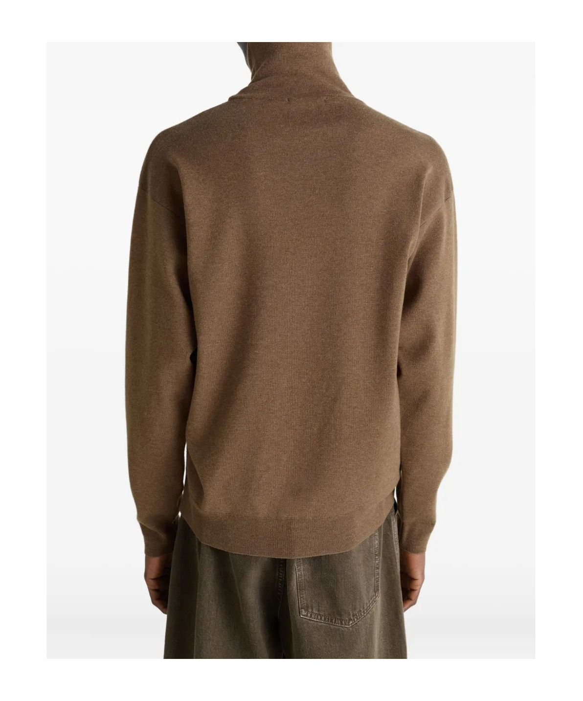 Lemaire Crew-neck Wool Sweater In Brown