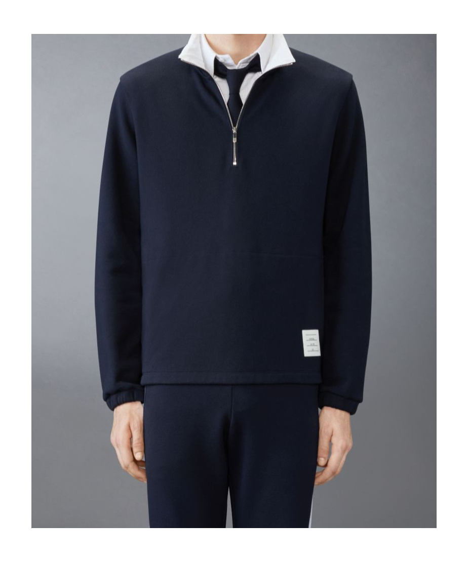 Shop Thom Browne Funnel-neck Cotton Sweatshirt In Black