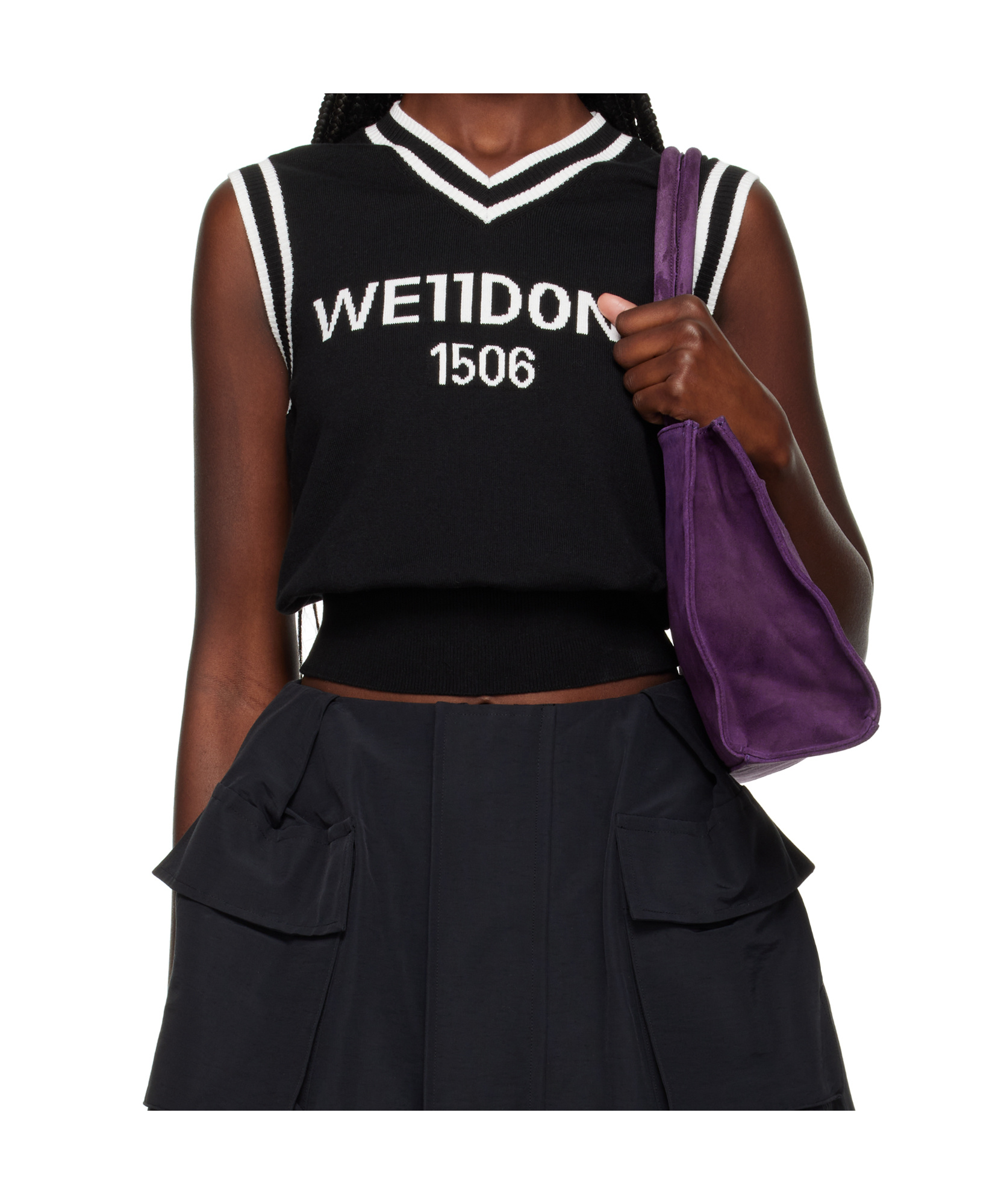 We11 Done Logo Knit Vest In Black