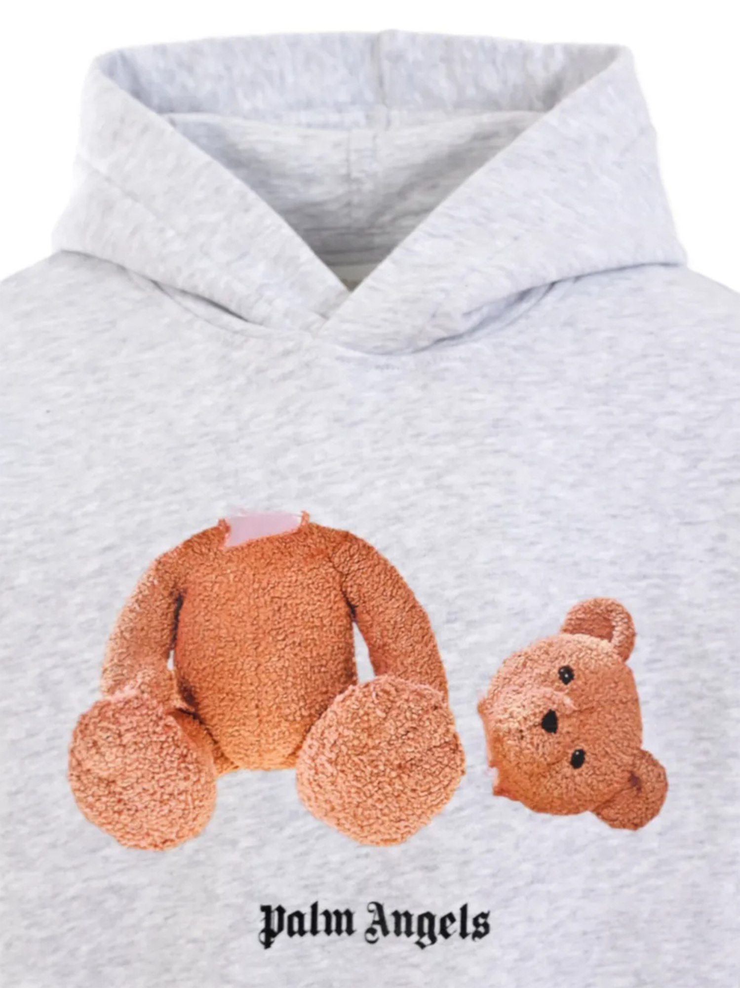 Palm Angels Bear Print Hoodie In Gray