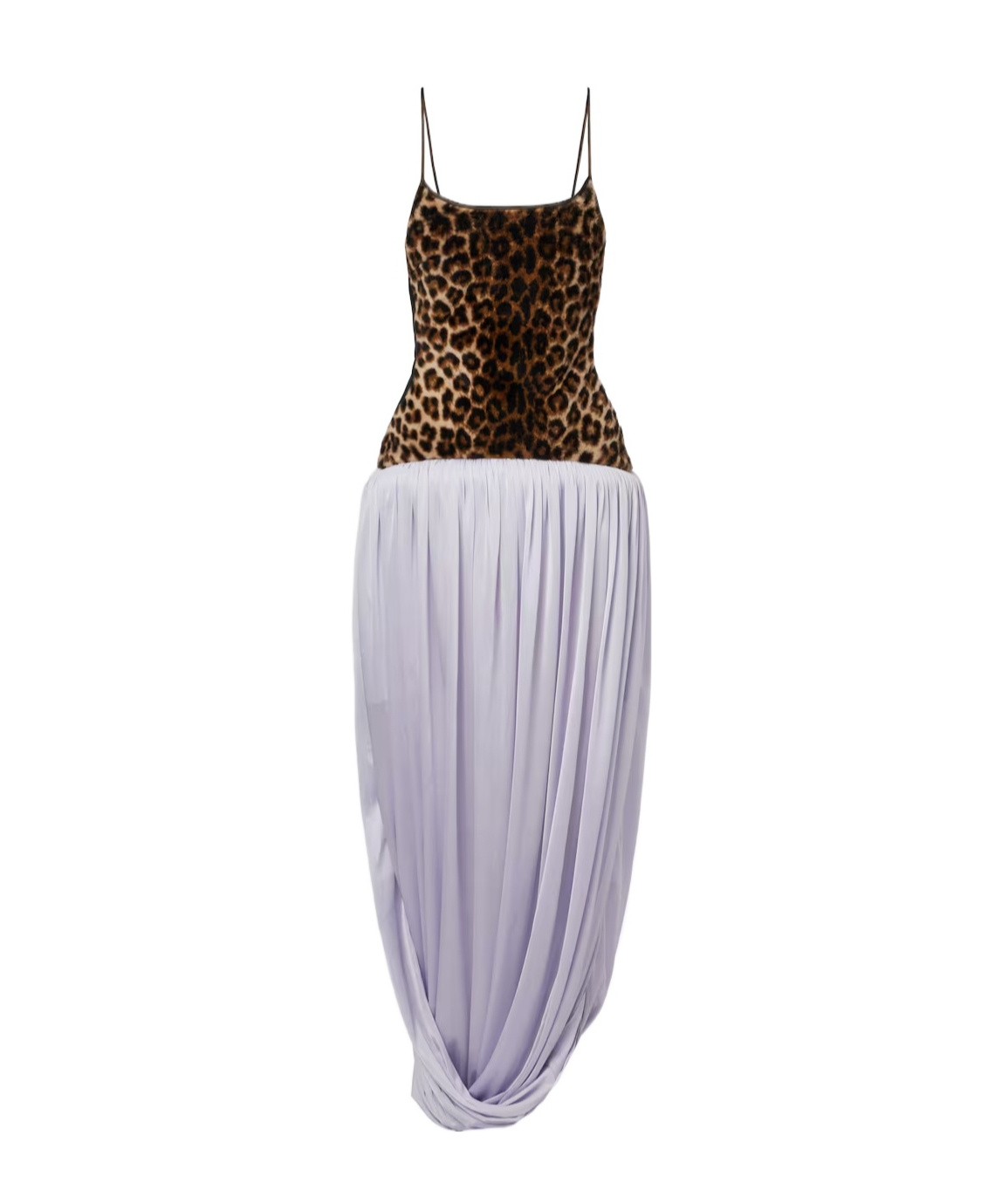 Jacques Wei Leopard Print Draped Dress In Gray