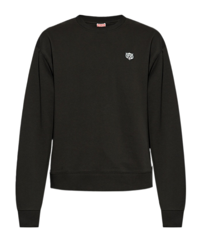 Kenzo Happy Tiger Embroidered Classic Sweatshirt Sweatshirts Black In Black