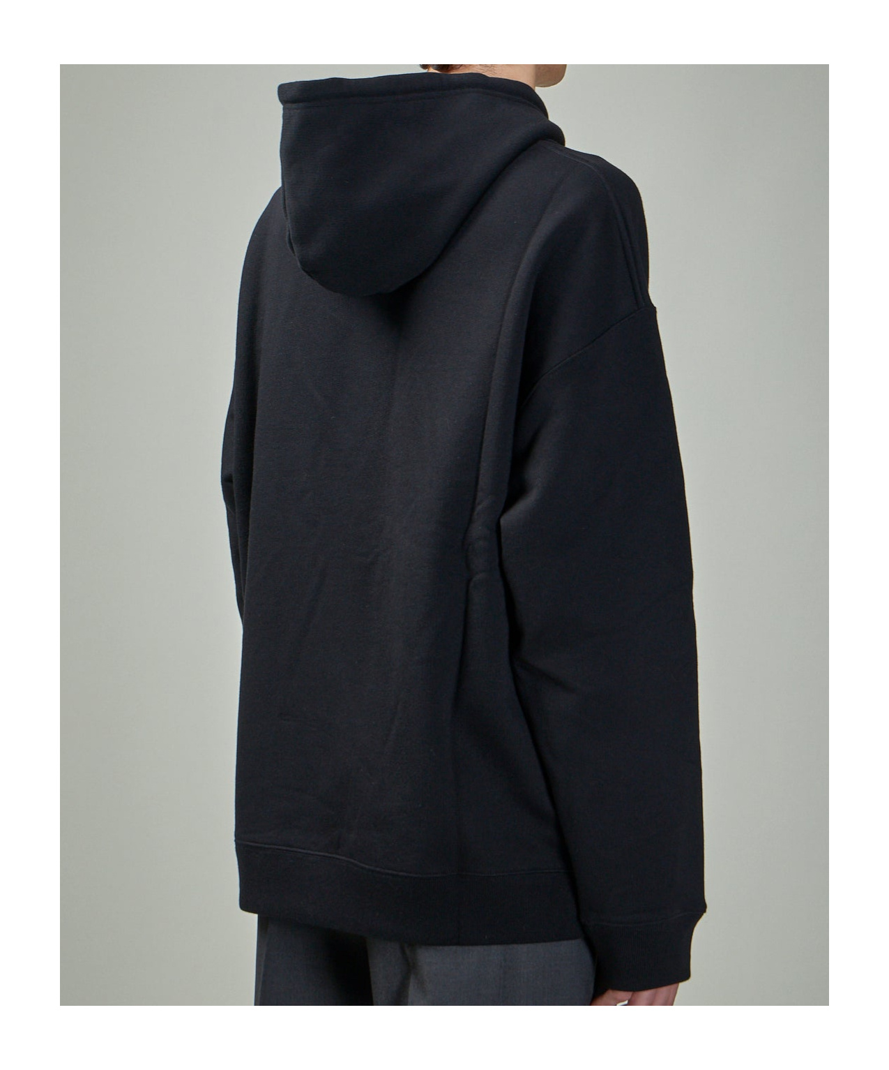 Loewe Anagram Patch Drawstring Cotton Hoodie In Black