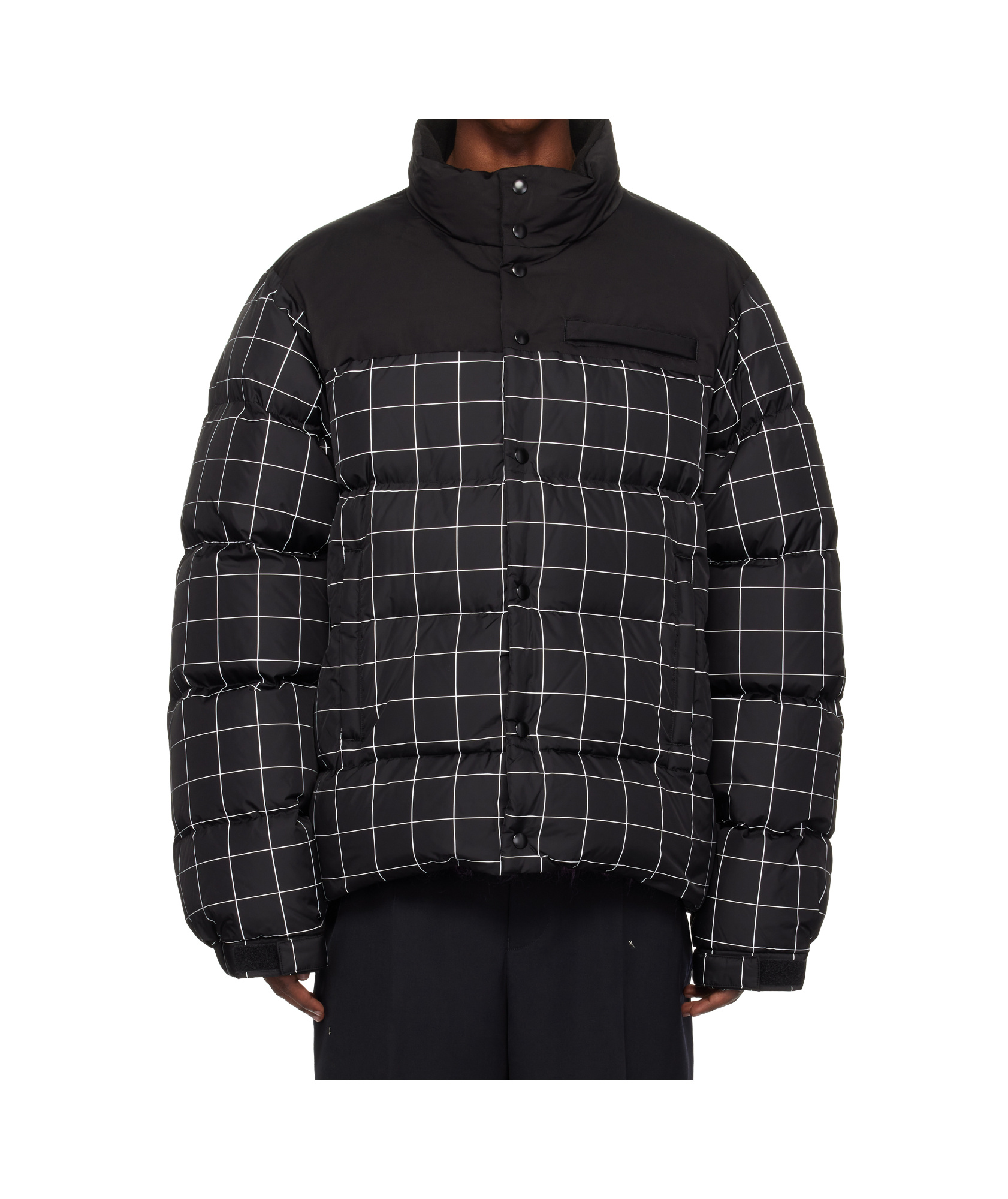 Undercover Checked Padded Jacket In Black