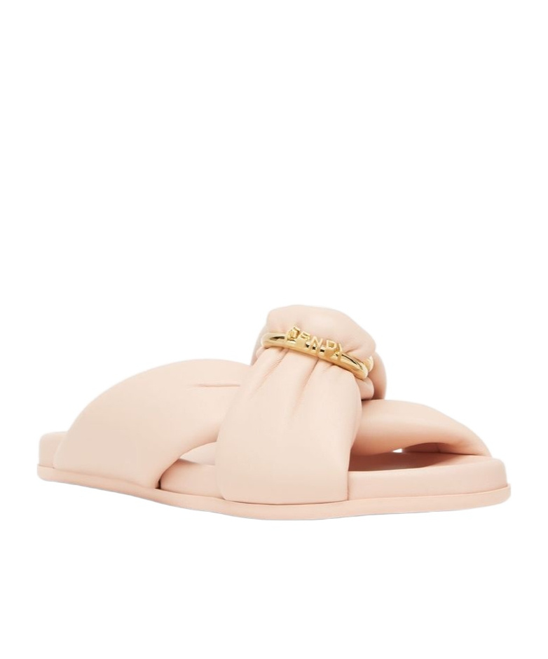 Fendi Pink Nappa Leather Feel Slippers In Nude