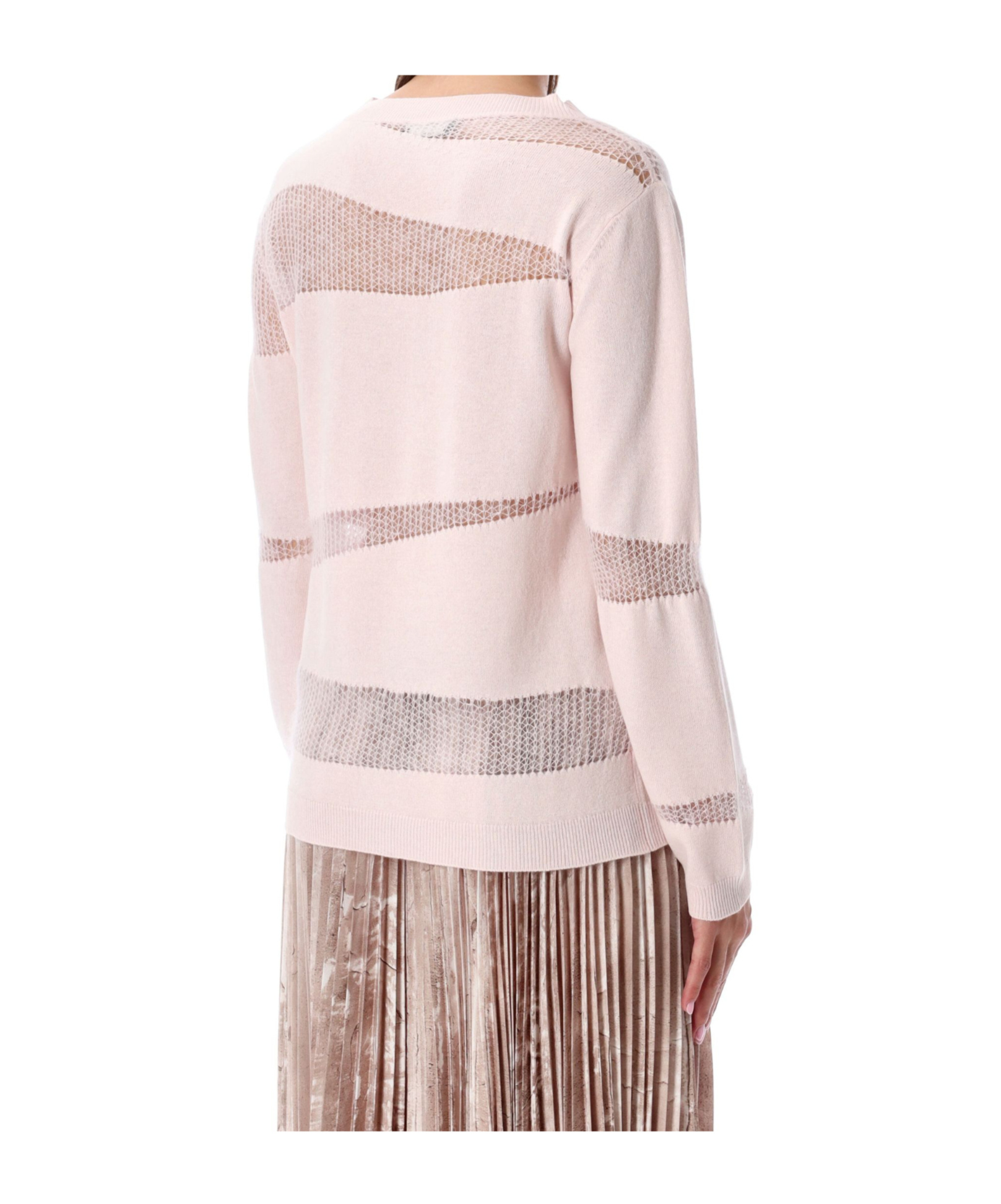 Fabiana Filippi Mohair Insert Long Sleeve Knit Sweater In Pink
