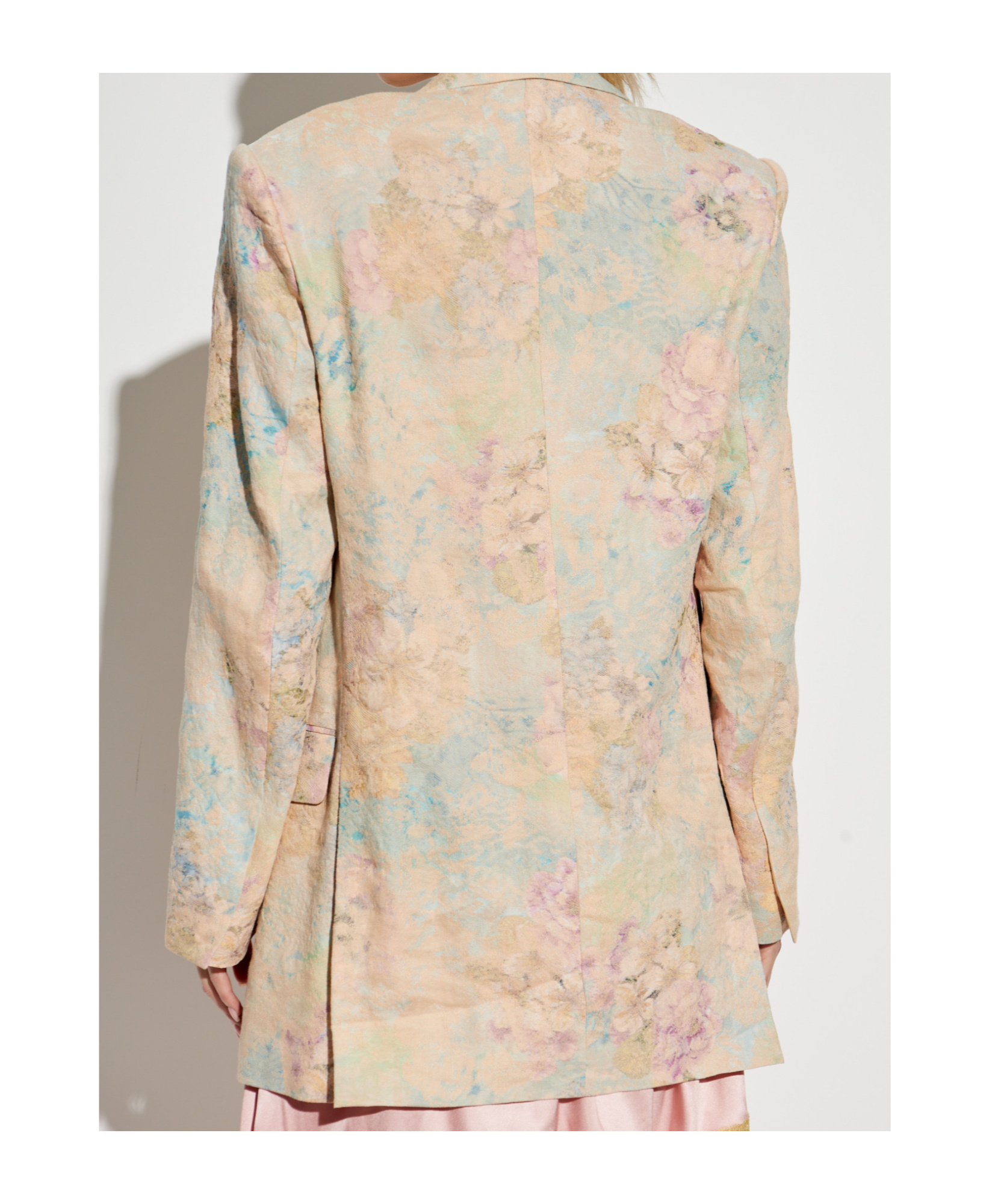Shop Dries Van Noten Multicolor Floral Print Blazer In Nude