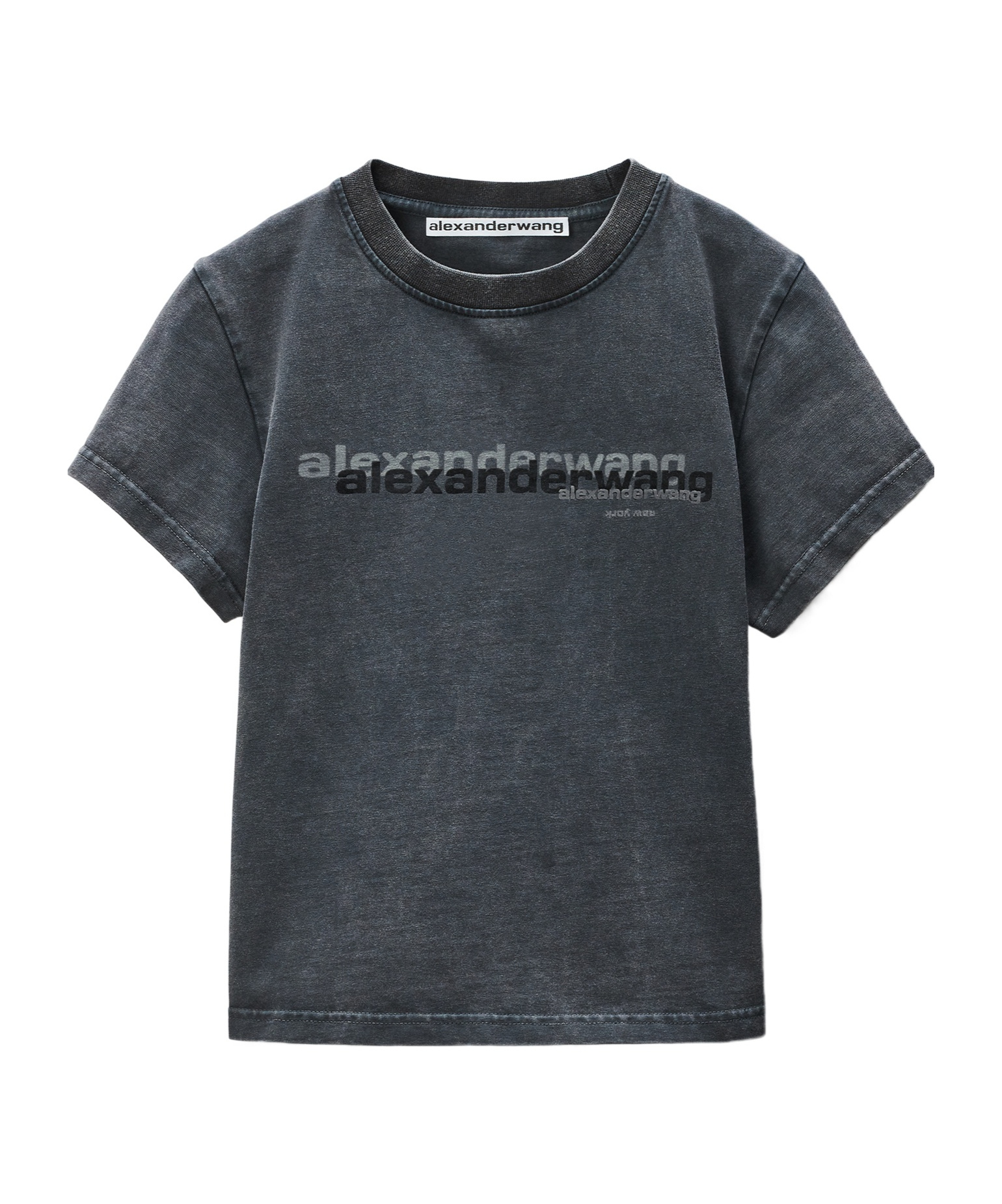 Alexander Wang Black Skinny Distressed Logo T-shirt