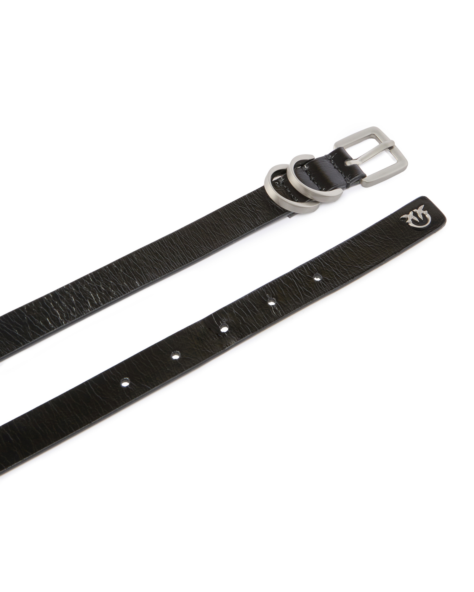Pinko Black Logo Solid Belt In Black