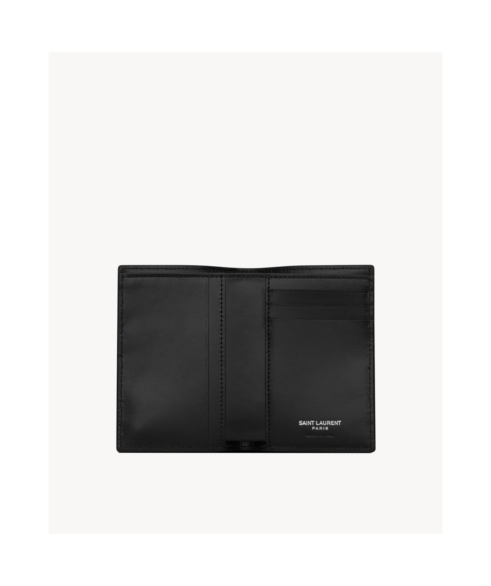 Saint Laurent Leather Wallet With Frontal Monogram In Black