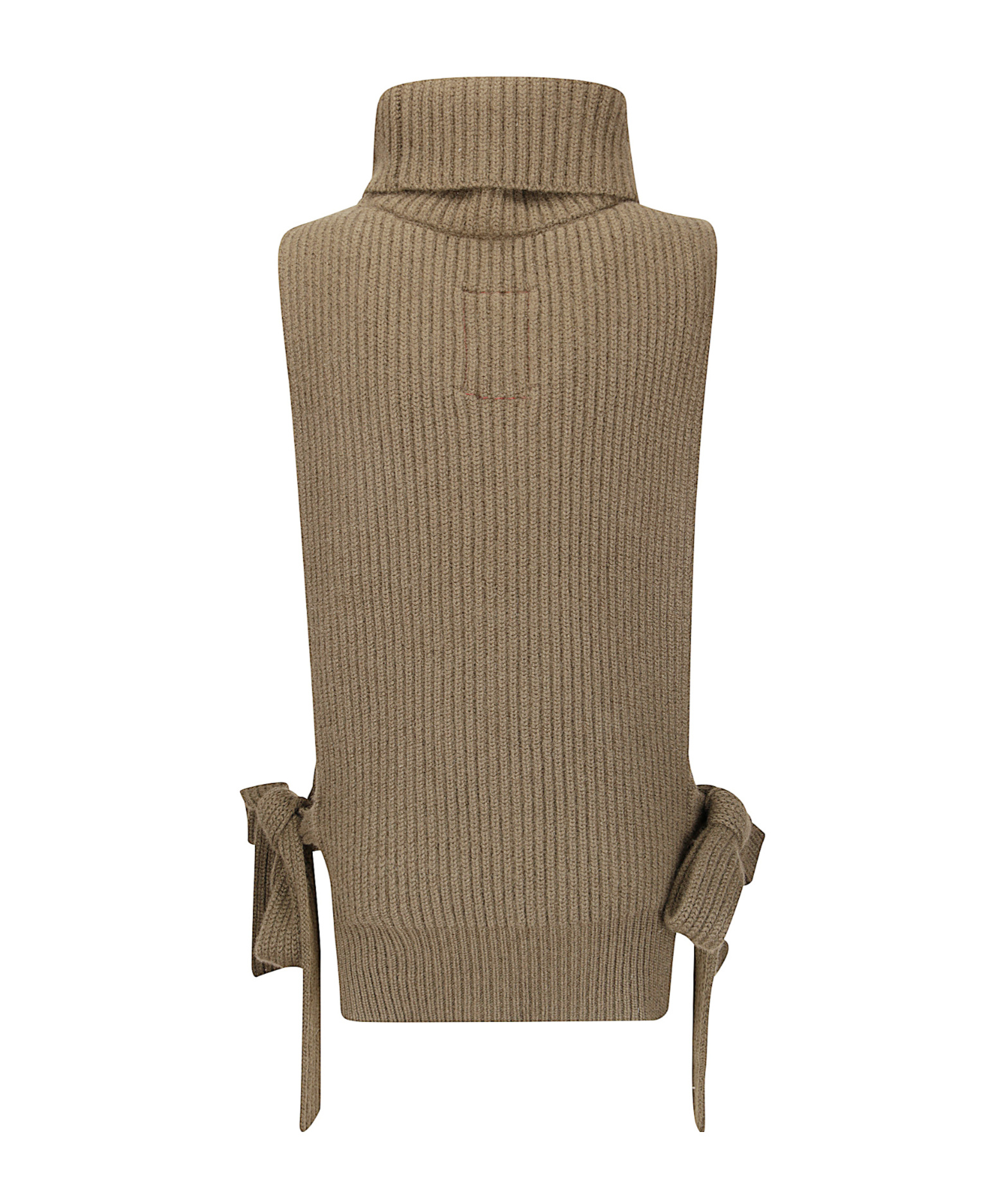 Uma Wang Open-front Sweater With High Collar And Side Laces In Gray