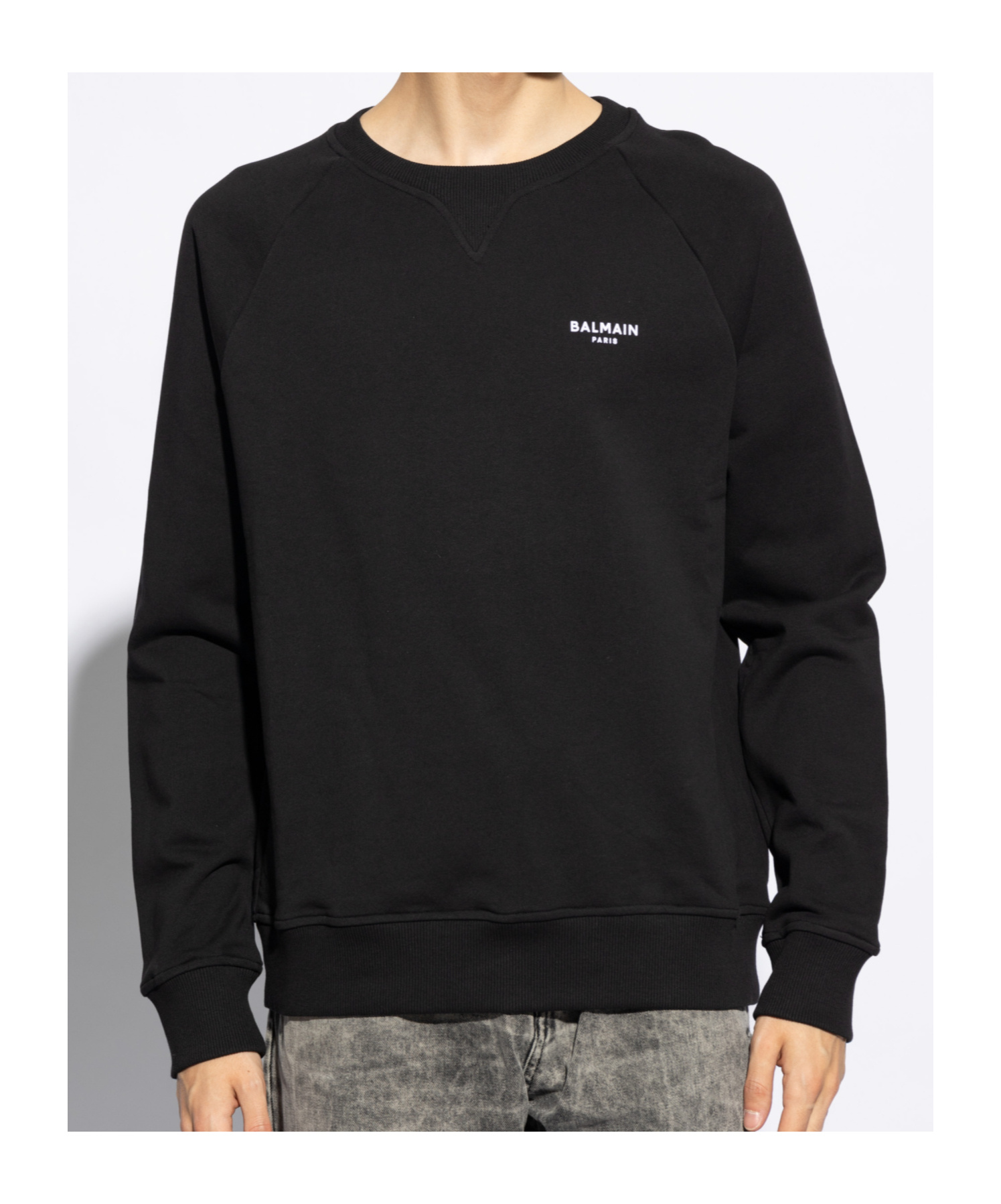 Shop Balmain Paris Flocked Sweatshirt In Black