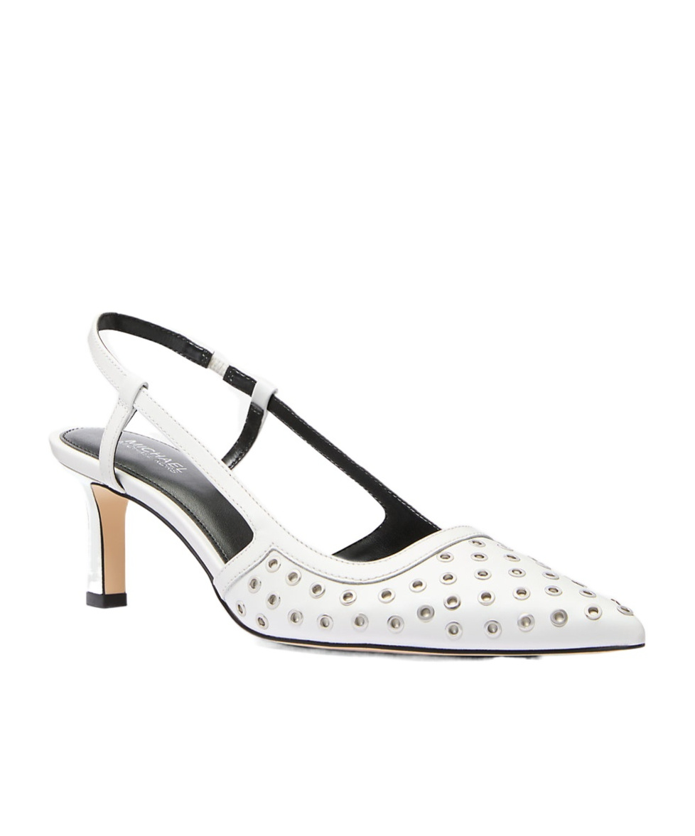 Michael Michael Kors Alora Leather Slingback Pumps In White
