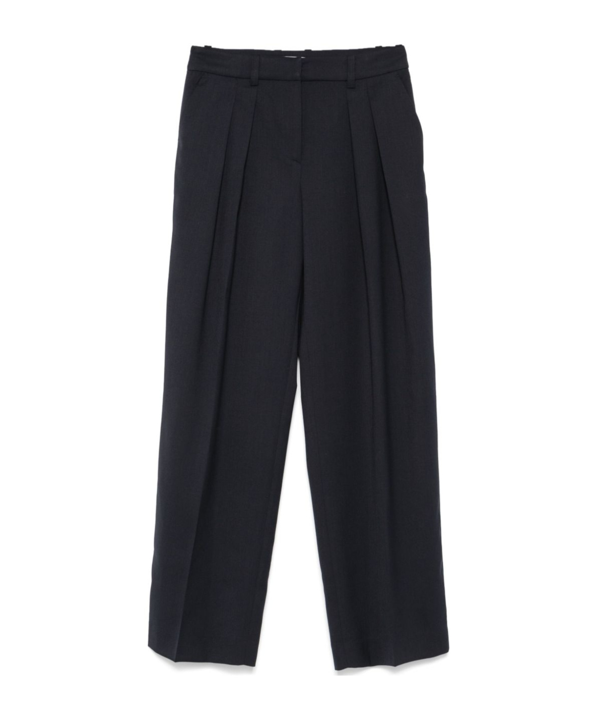 The Frankie Shop Wool Blend Wide Leg Trousers With Belt Loops In Blue