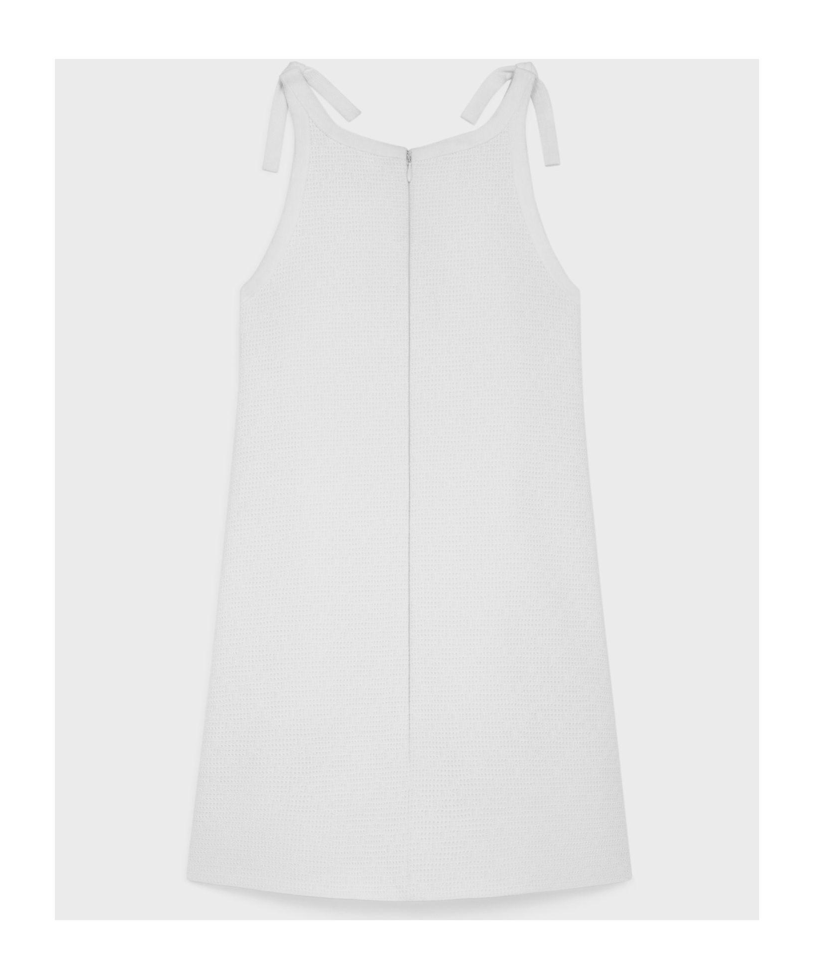 Celine Trapeze Mini Dress In Openwork Cotton In White