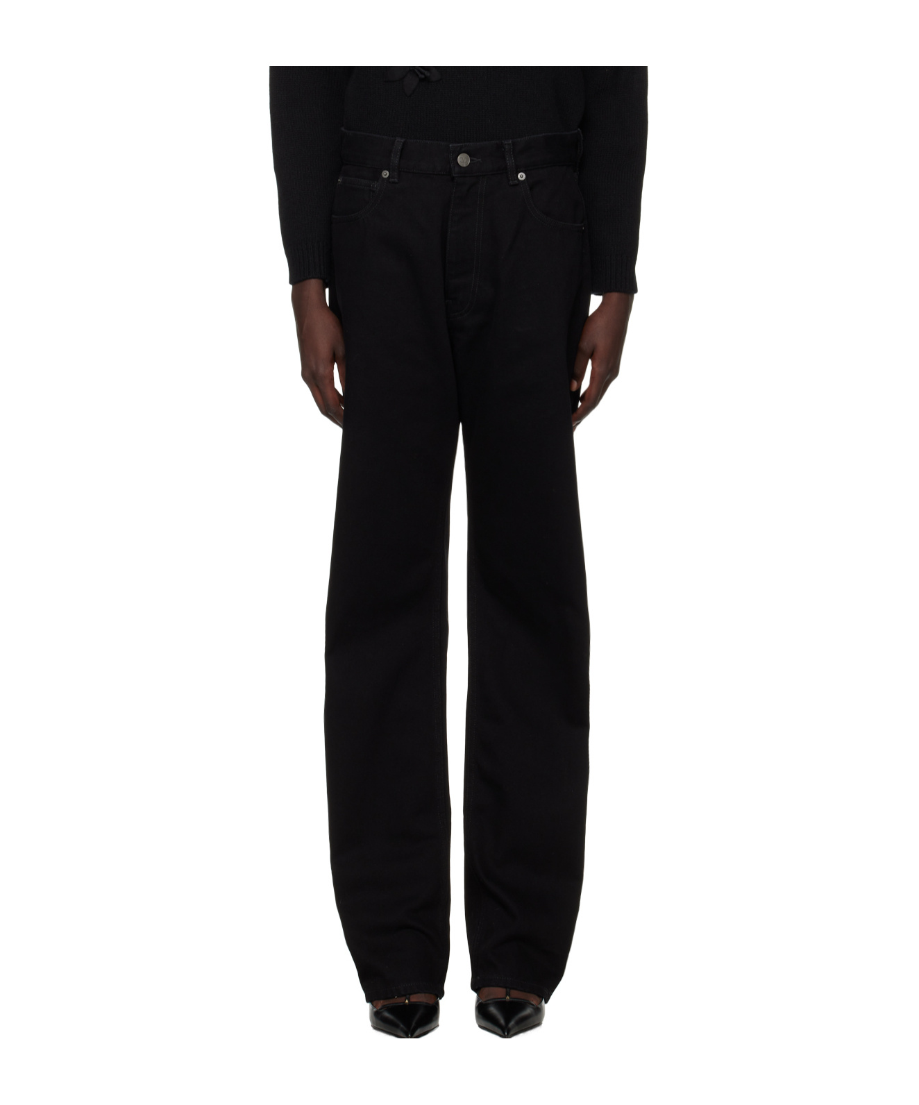 Shop Valentino Straight-leg Jeans In Black