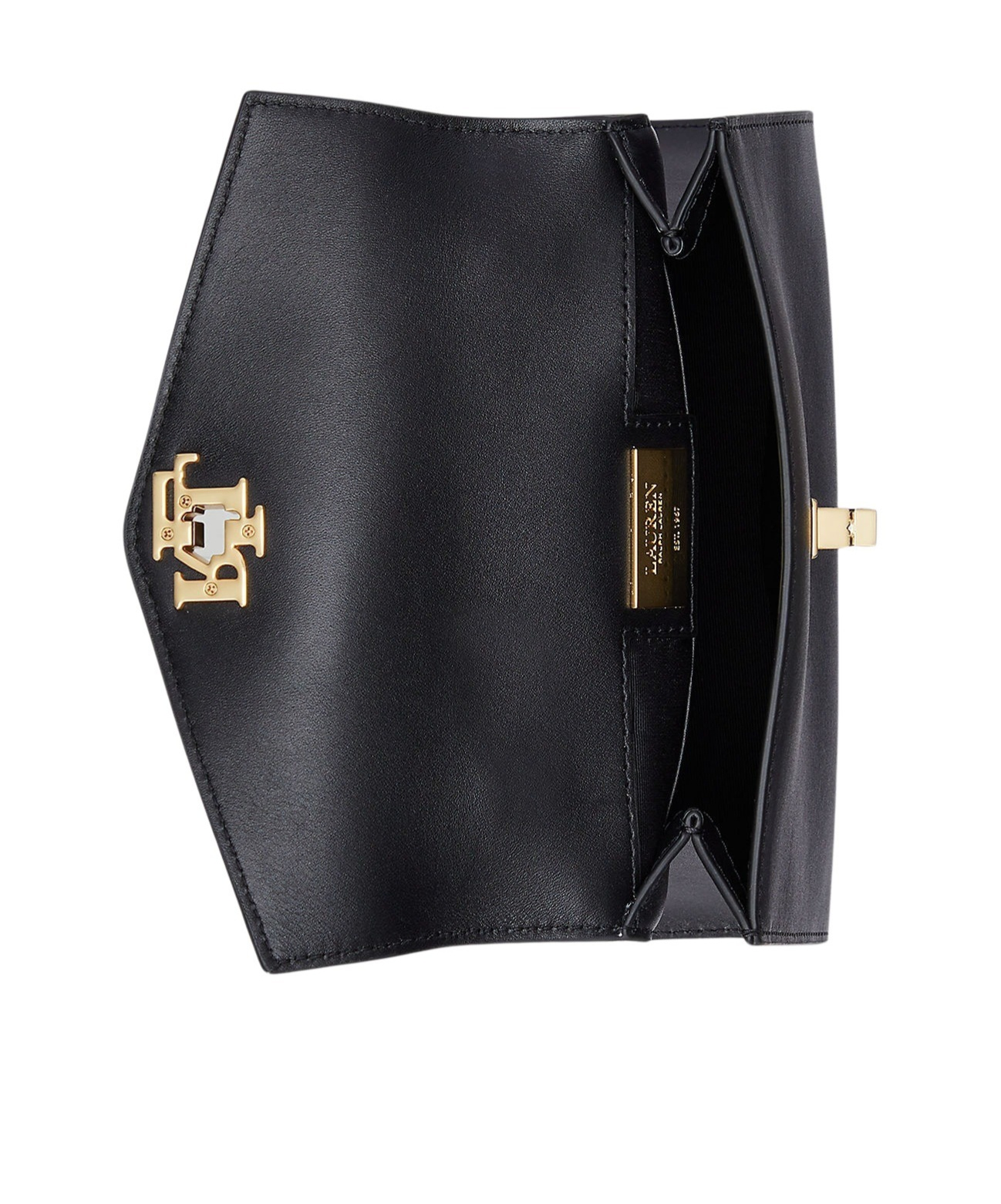 Ralph Lauren Leather Small Farrah Satchel In Black