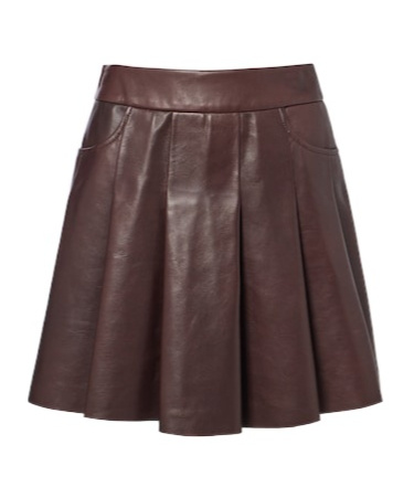Nour Hammour Pleated Leather Miniskirt In Brown