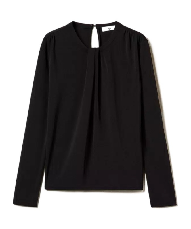 Shop Twinset Drape-detailing Jersey Blouse