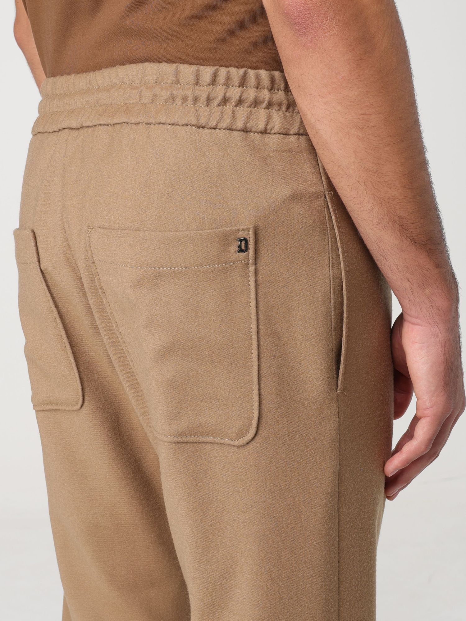 Dondup Elasticated Drawstring Waistband Trousers In Brown