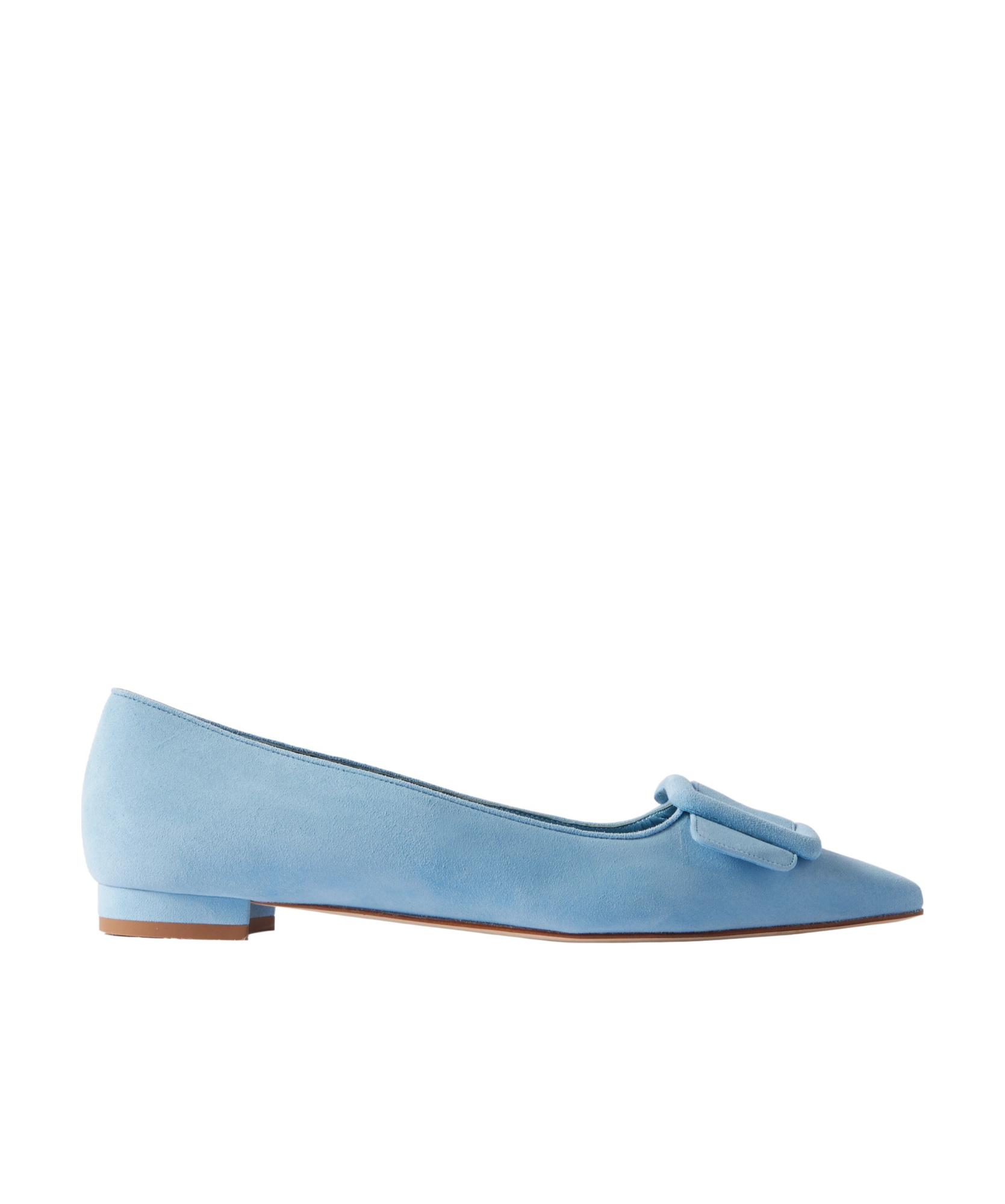 Manolo Blahnik Maysale Buckled Suede Point-toe Flats In Blue