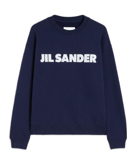 Jil Sander Logo-print Cotton Sweatshirt In Blue