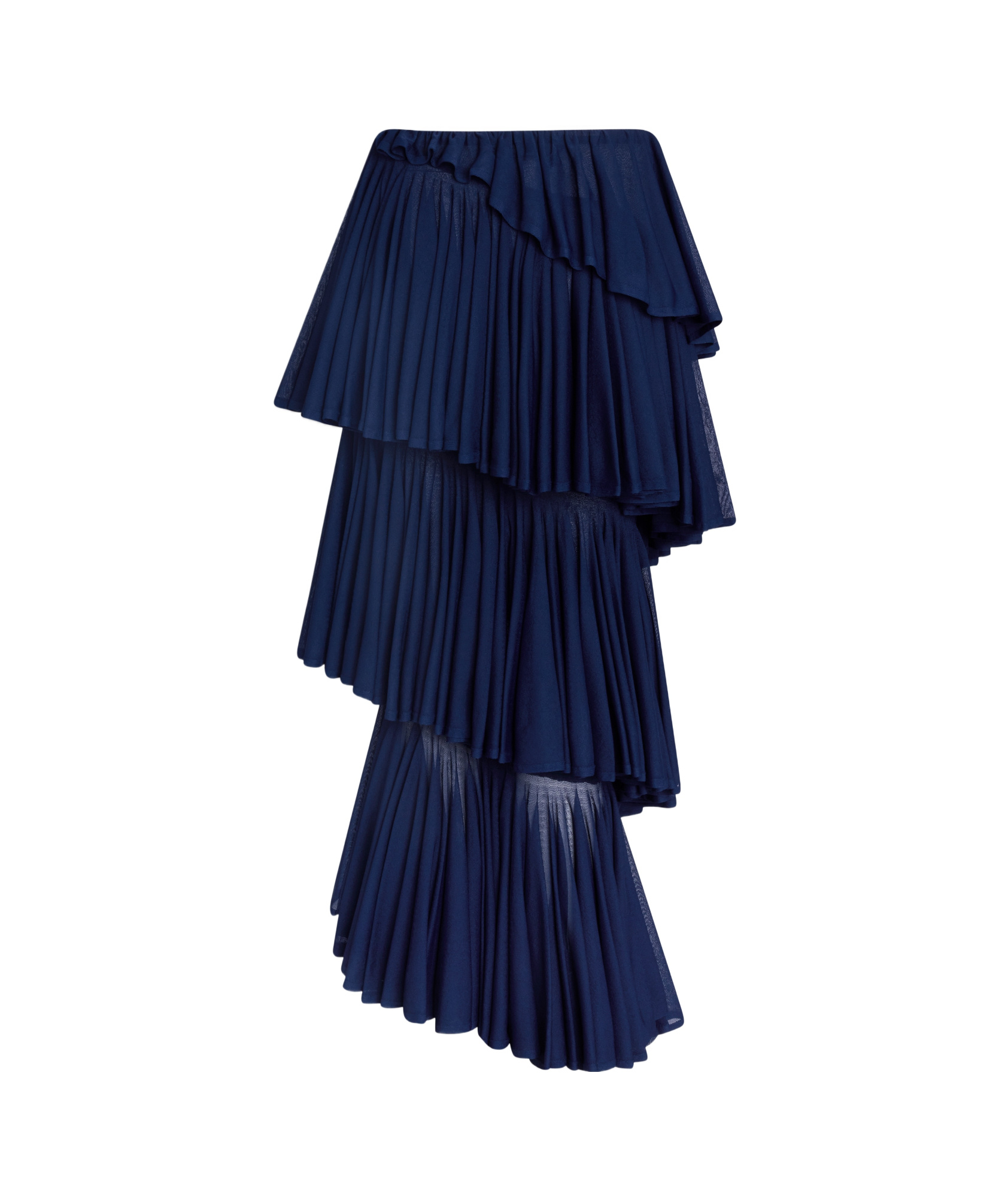 Alaïa Womens Ruffled High-waist Knitted Maxi Skirt Minuit In Blue