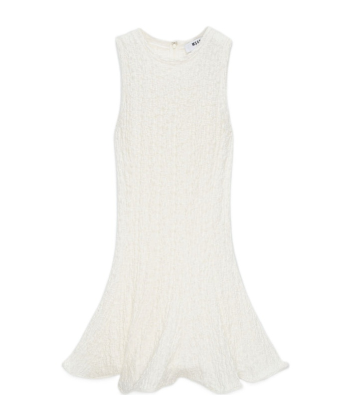 Msgm Sleeveless Textured-finish Mini Dress In White