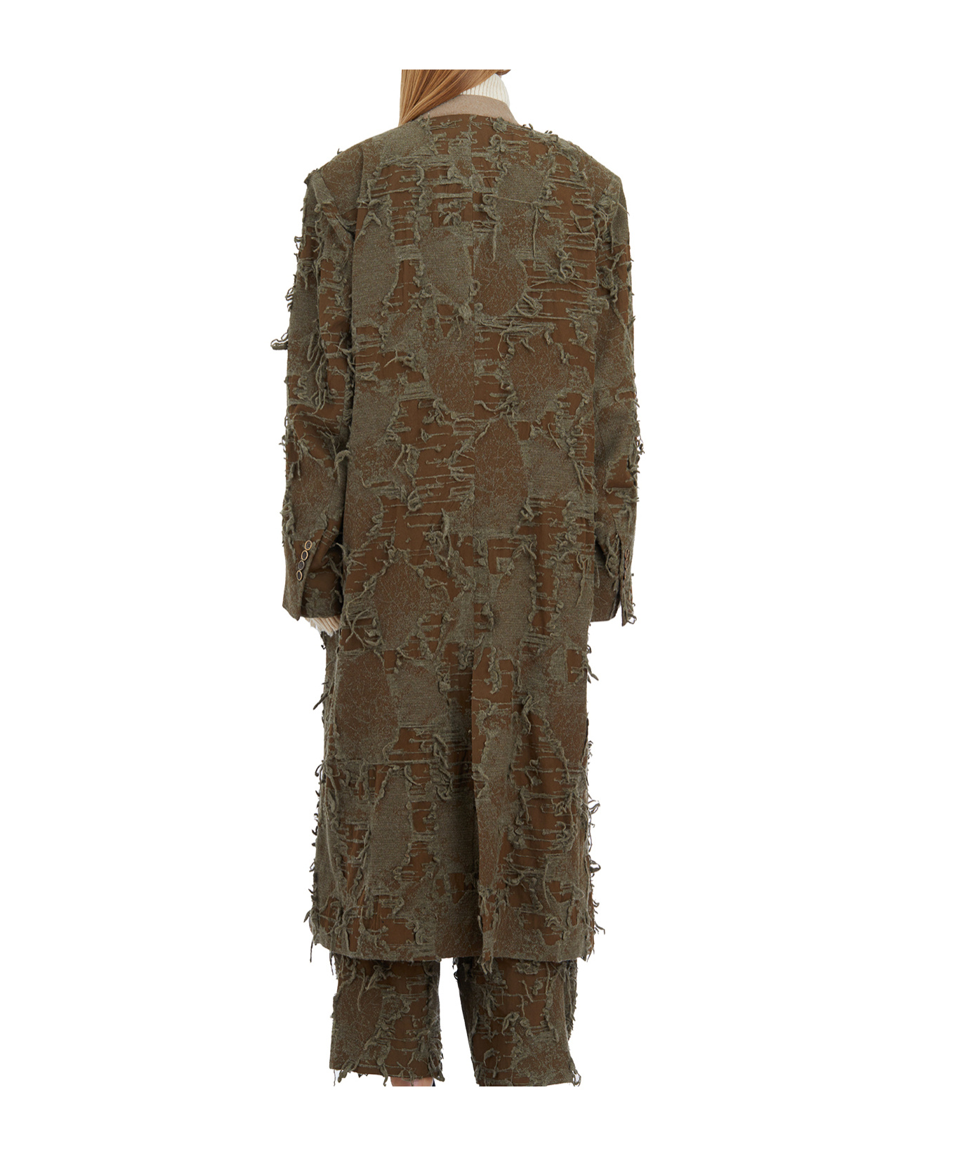 Uma Wang Cappotto Crossword In Lana In Green